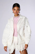 Bonnie White Lace Trim Bomber