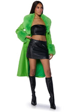 Kermy Green Faux Fur Trench