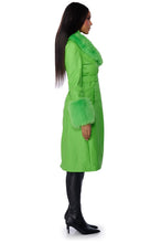 Kermy Green Faux Fur Trench