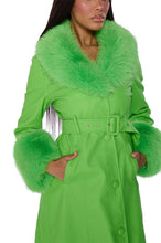 Kermy Green Faux Fur Trench