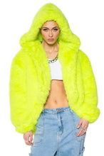 Laura Lime Hooded Faux Fur Coat