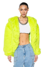 Laura Lime Hooded Faux Fur Coat