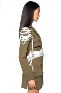 Drea Olive Blazer With Laces