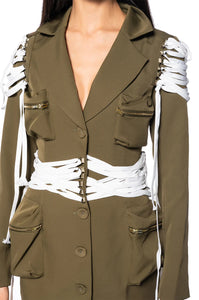 Drea Olive Blazer With Laces