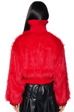 Ramona Red Faux Fur Rib Trim Jacket