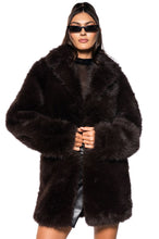 Gloria Brown Faux Fur Evening Coat