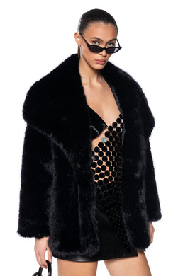 Griselda Classic Black Faux Fur Coat