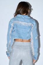 Stella Rhinestone Cropped Blue Denim Jacket