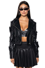 Danielle Black Bow Moto Glam Jacket