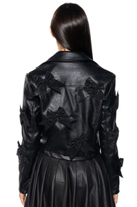 Danielle Black Bow Moto Glam Jacket