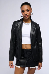 Blake Black So Soft Faux Leather Blazer