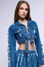 Mya Cut Out Crop Denim Jacket