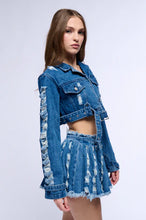 Mya Cut Out Crop Denim Jacket