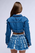 Mya Cut Out Crop Denim Jacket