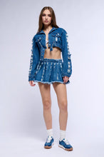 Mya Cut Out Crop Denim Jacket