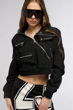 Teyana Black Cropped Bomber Jacket