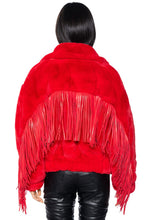 Ruby Red Fringe Faux Fur Coat