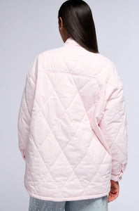 Virginia Pale Pink Quilted Bomber With Bows