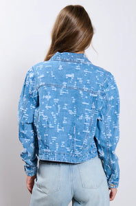 Sophia Light Blue Distressed Denim Jacket