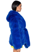 Hannah Lush Colbalt Blue Faux Fur Coat
