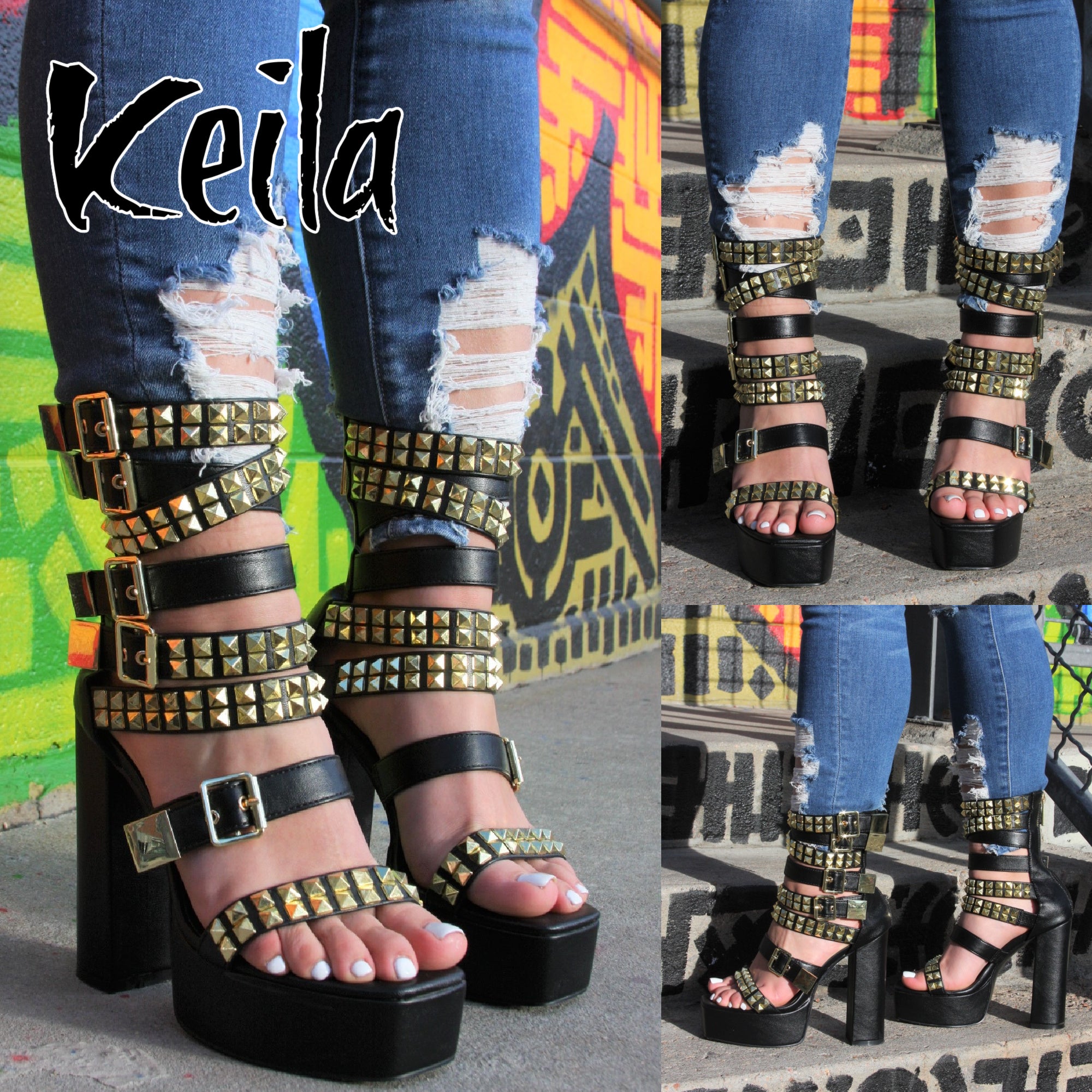Keila Black Platform Heels LAST PAIRS Size 7 & 7.5