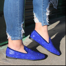 Disco Queen Blue Rhinestone Loafers