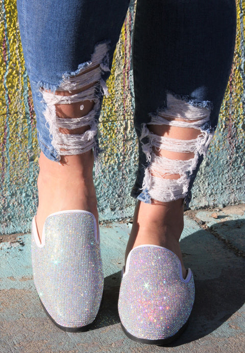 Ms. Bling Iridescent Rhinestone Slides